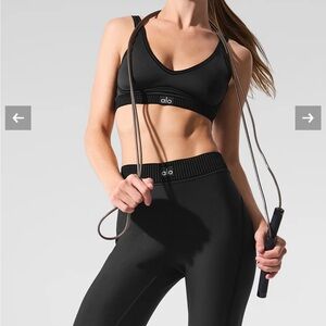 ALO Yoga Black Sports Bra and Leggings